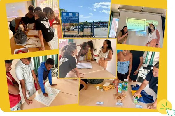 Élèves du lycée Léon de Lepervanche en plein escape game développement durable