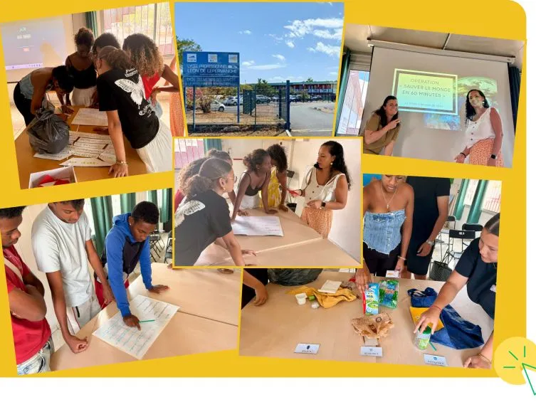Élèves du lycée Léon de Lepervanche en plein escape game développement durable